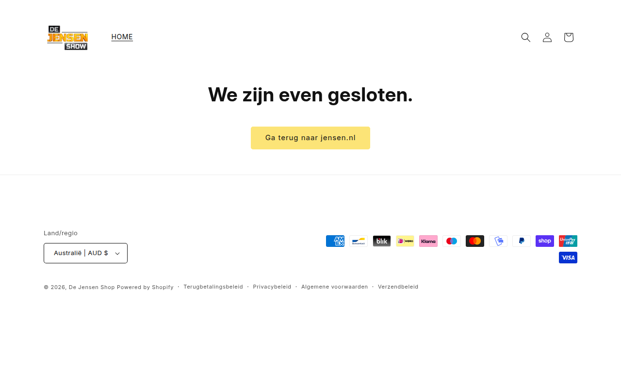 Screenshot van de-jensen-show.myshopify.com