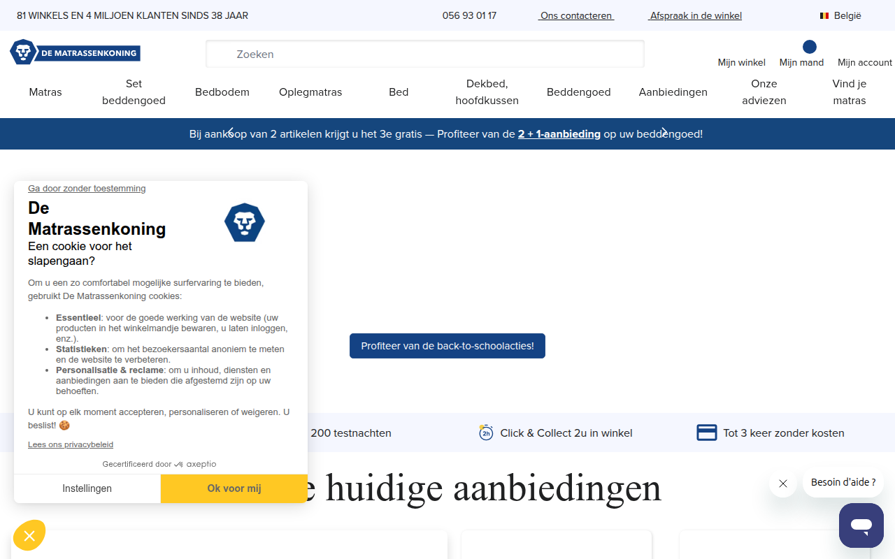 Screenshot van de-matrassenkoning.be