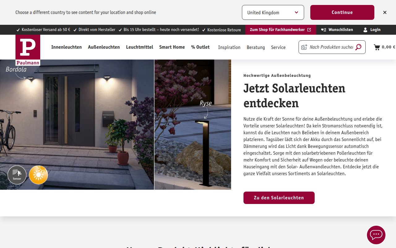 Screenshot van de.paulmann.com
