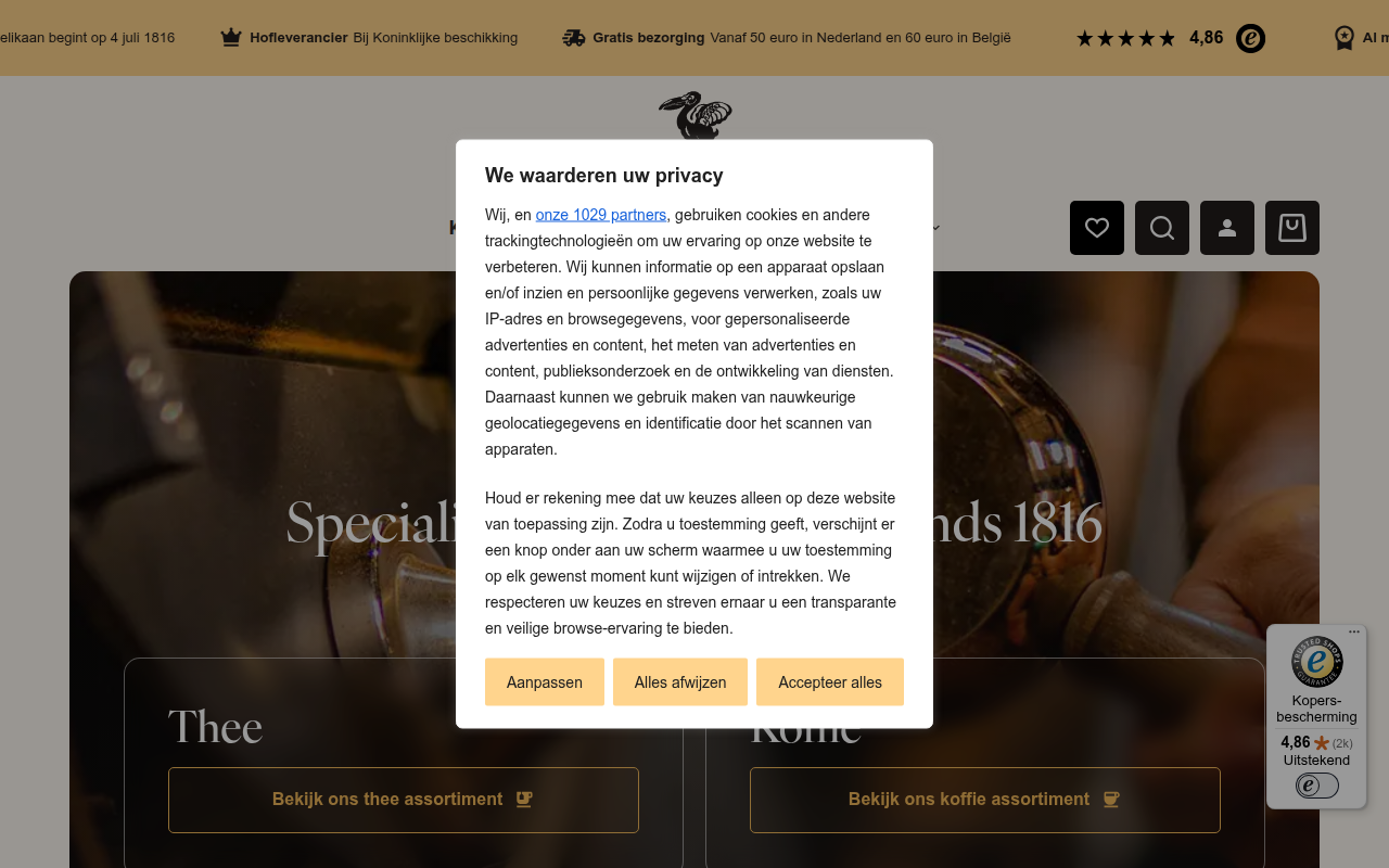 Screenshot van de-pelikaan.nl