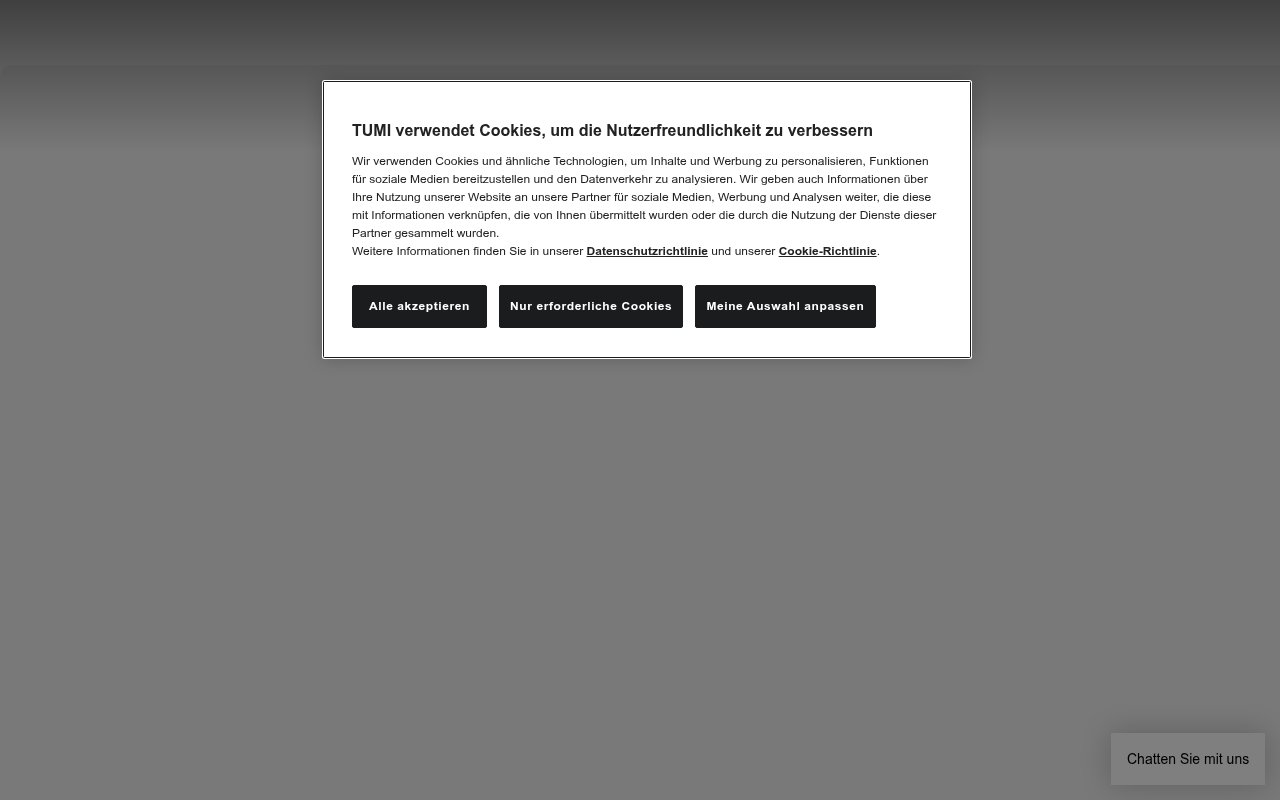 Screenshot van de.tumi.com