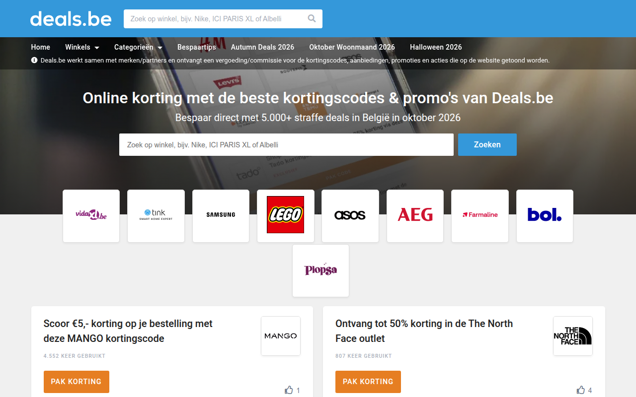 Screenshot van deals.be