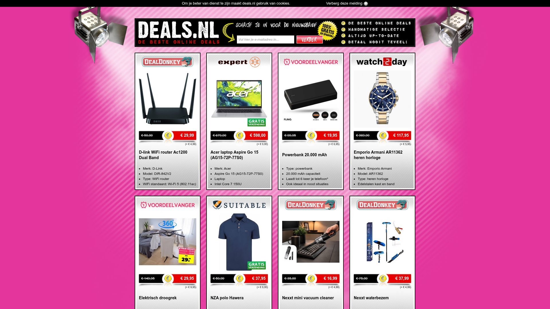 Screenshot van deals.nl