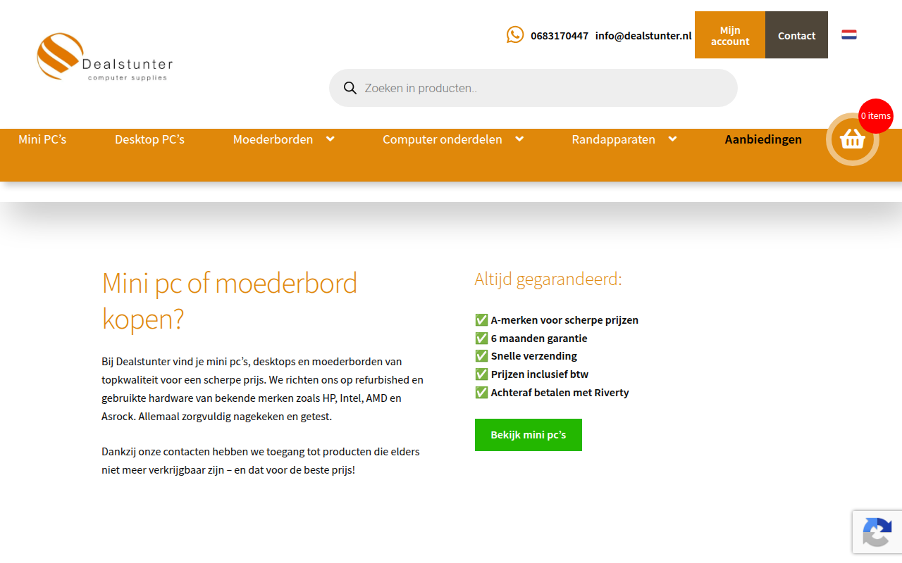 Screenshot van dealstunter.nl
