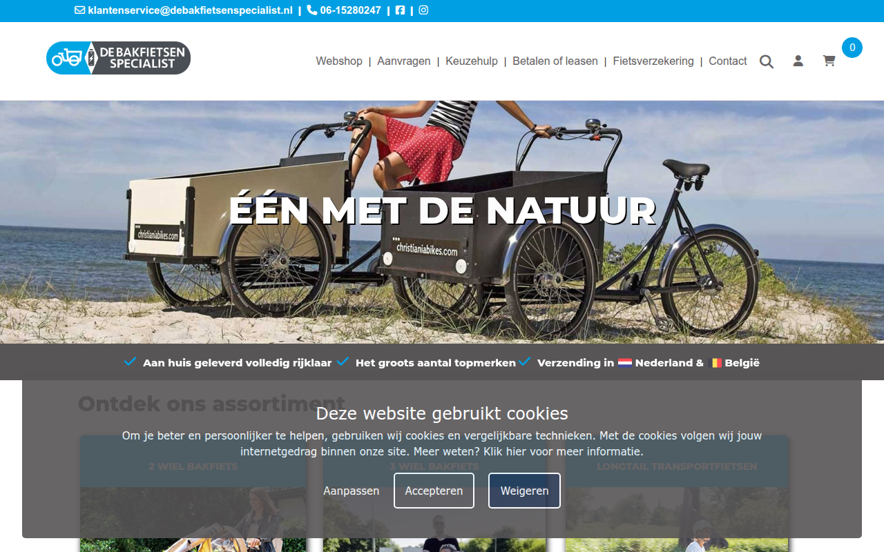 Screenshot van debakfietsenspecialist.nl
