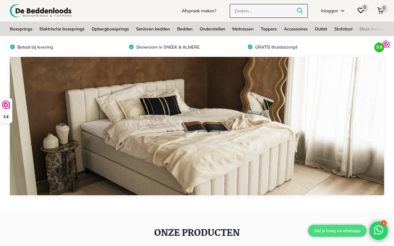 Screenshot van debeddenloods.nl