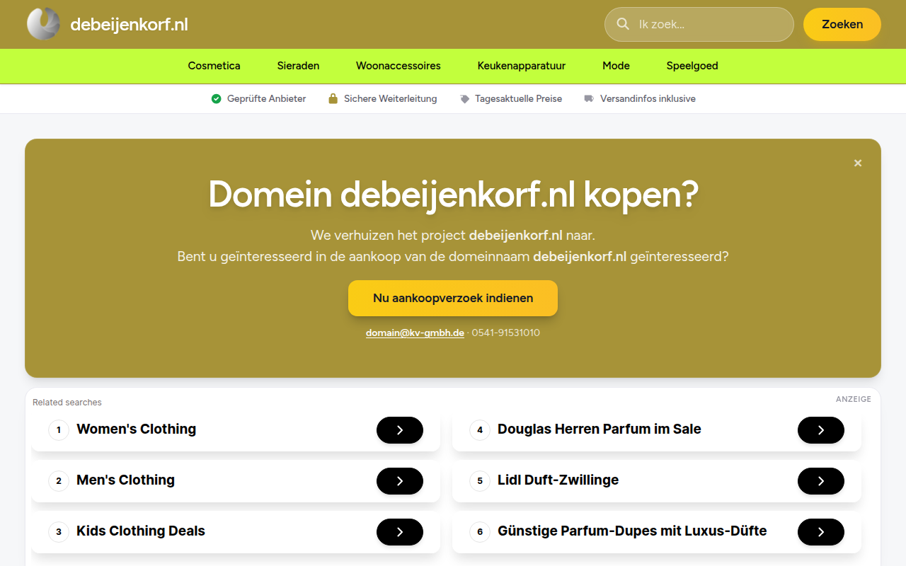 Screenshot van debeijenkorf.nl