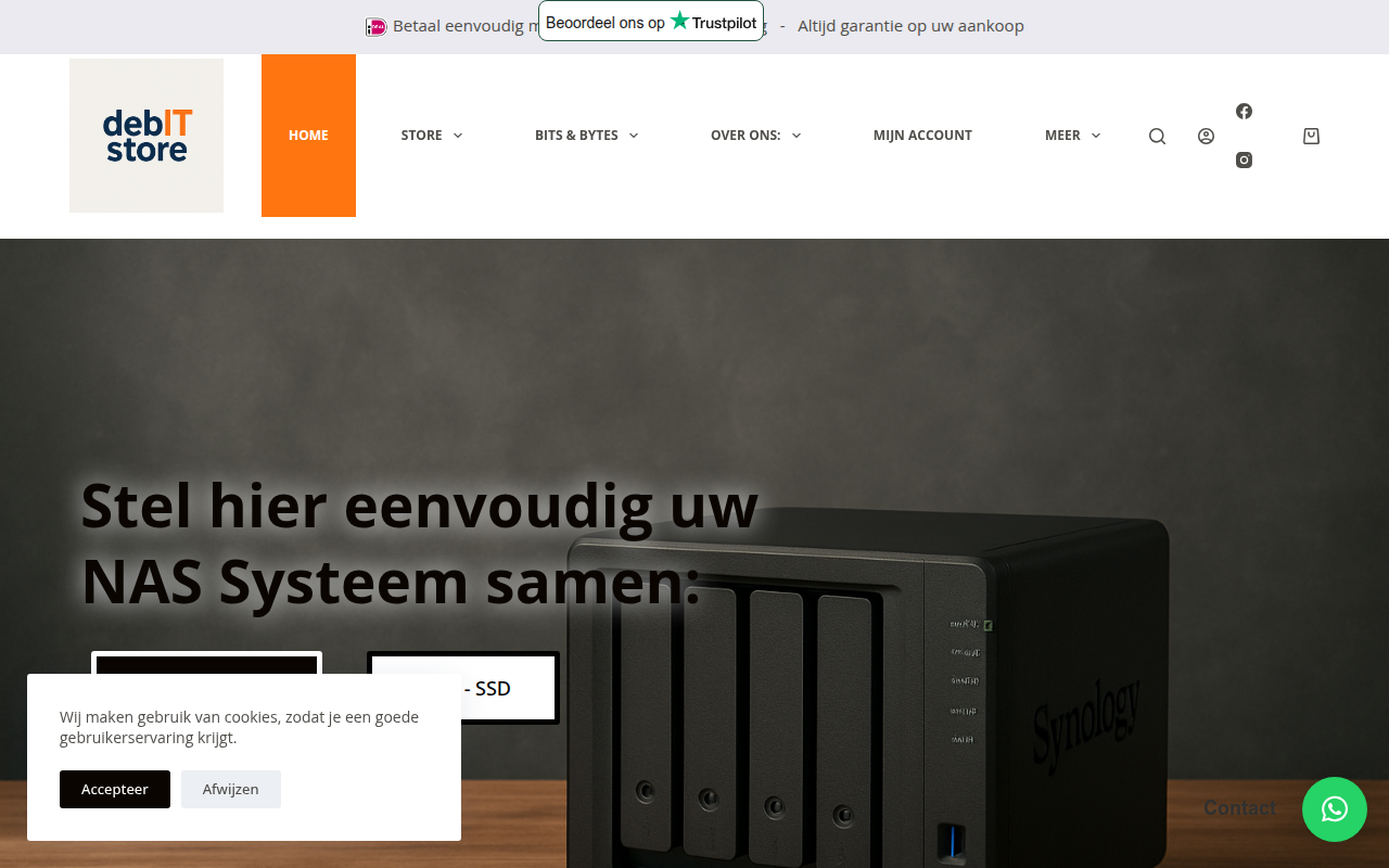 Screenshot van debitstore.nl
