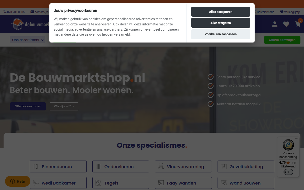 Screenshot van debouwmarktshop.nl