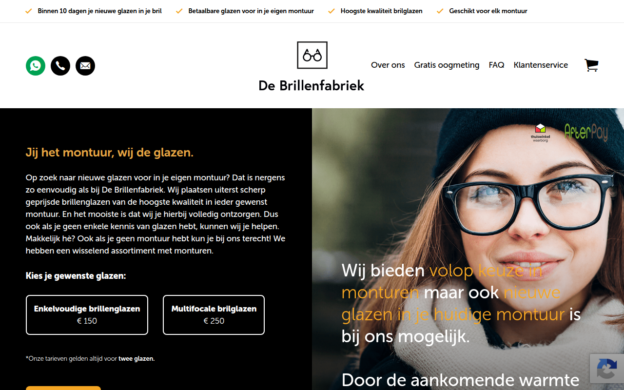 Screenshot van debrillenfabriek.nl