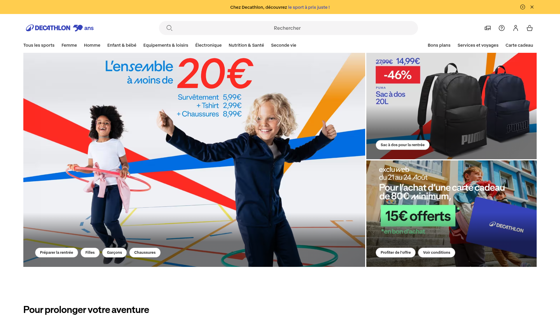 Screenshot van decathlon.fr
