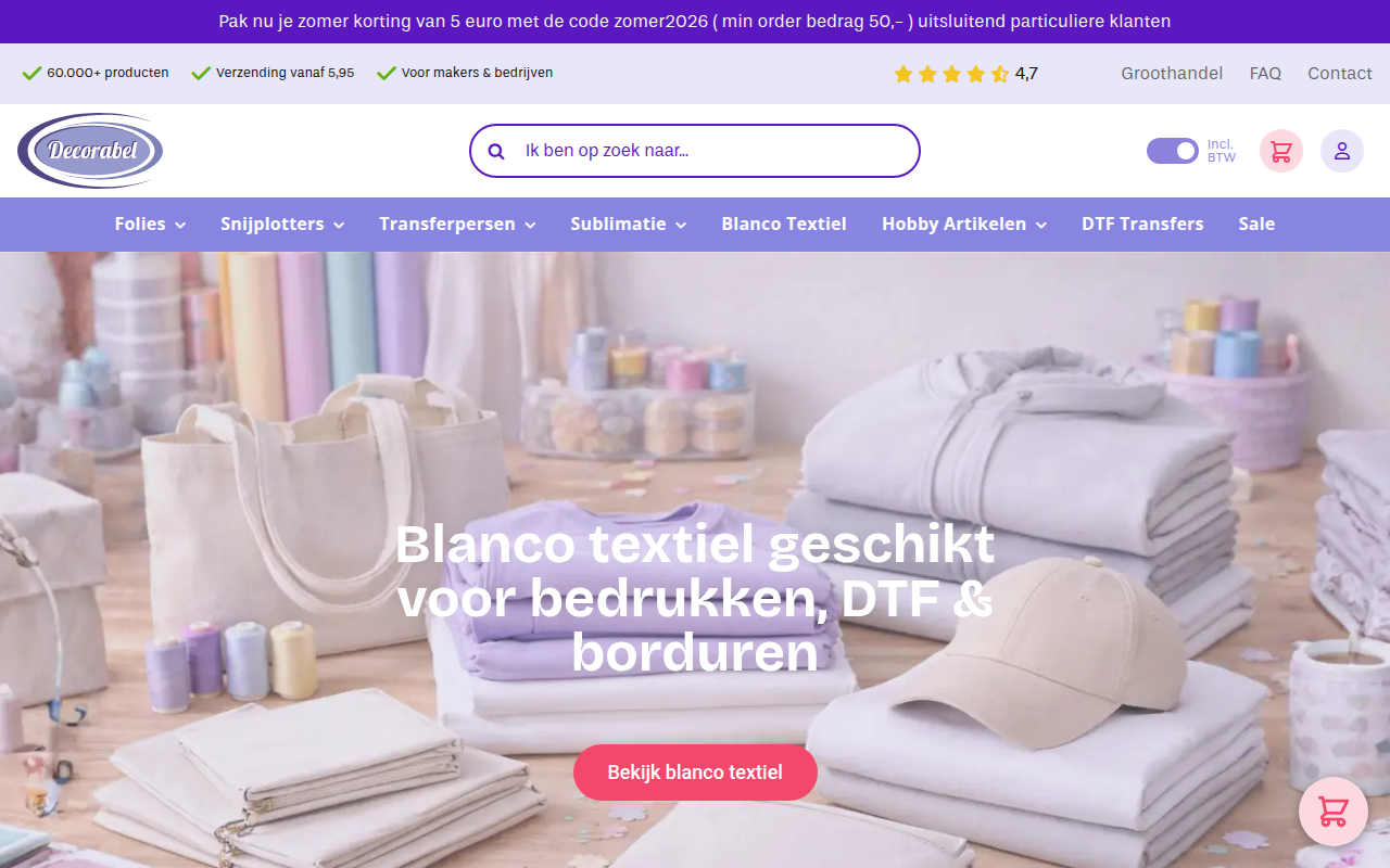 Screenshot van decorabel.nl