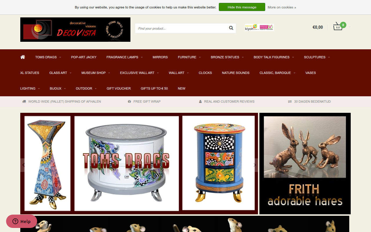 Screenshot van decovista.nl