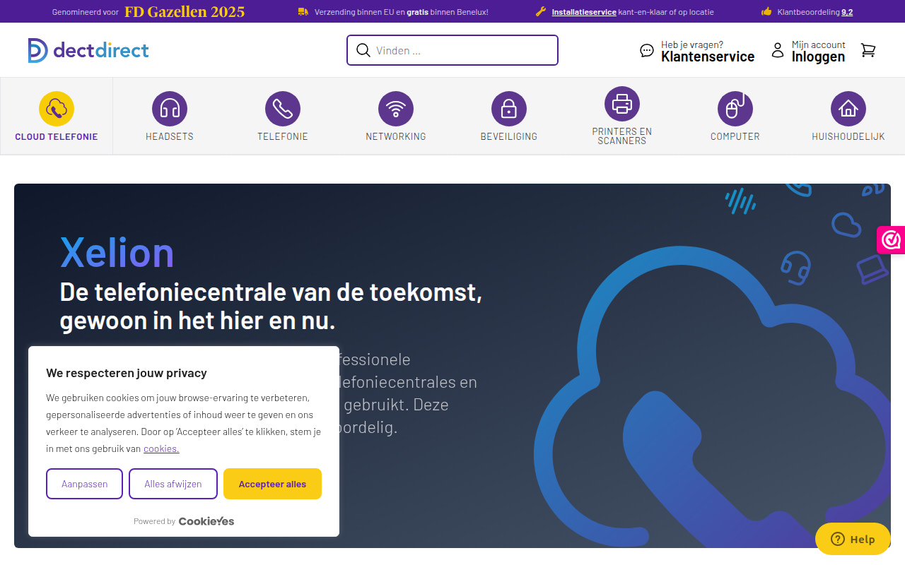 Screenshot van dectdirect.nl