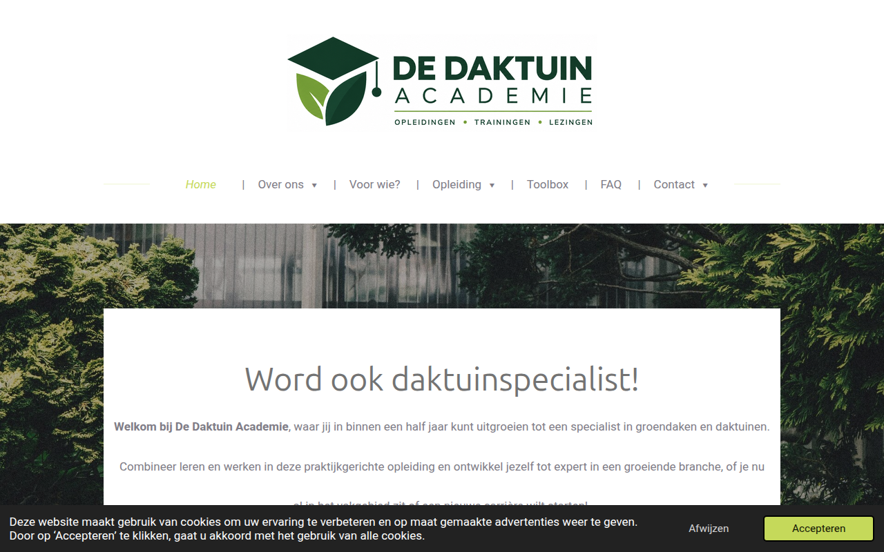 Screenshot van dedaktuinacademie.nl