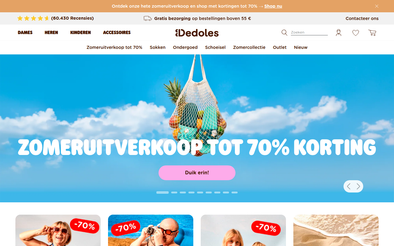 Screenshot van dedoles.nl