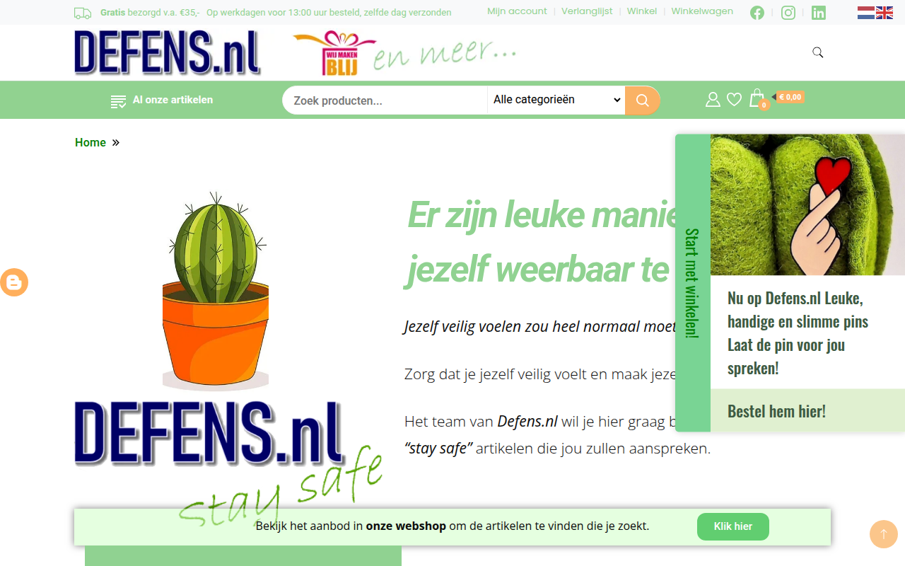 Screenshot van defens.nl