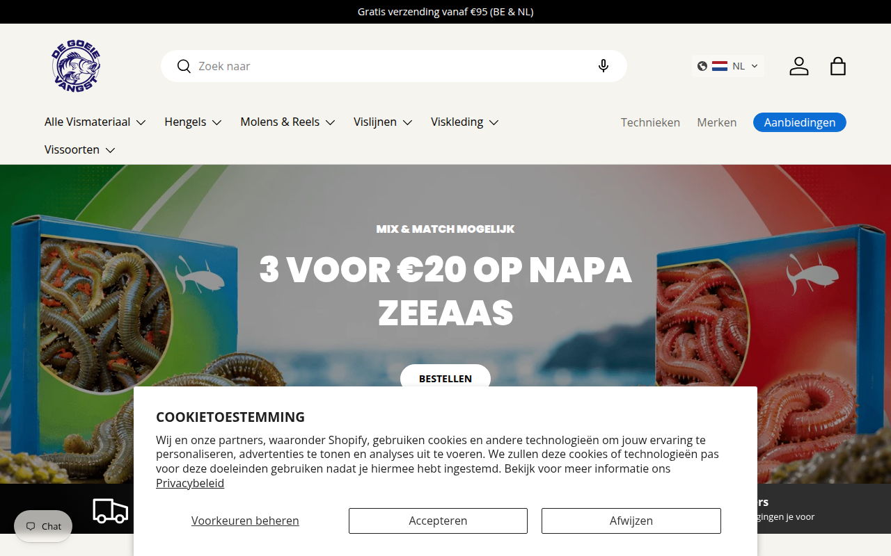 Screenshot van degoeievangst.be