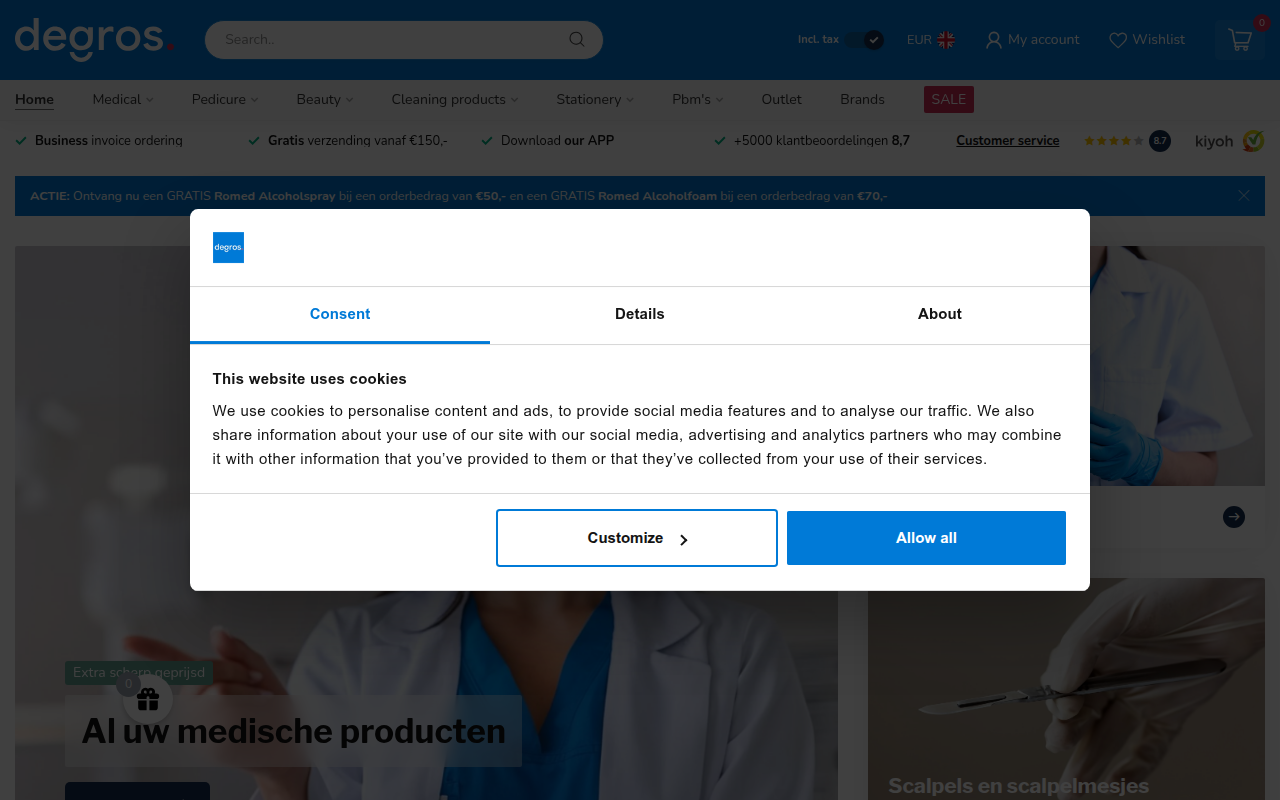Screenshot van degros.nl