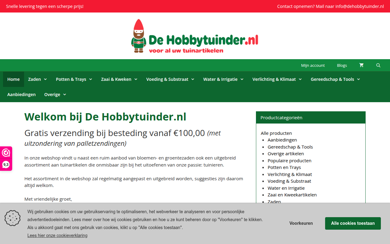 Screenshot van dehobbytuinder.nl
