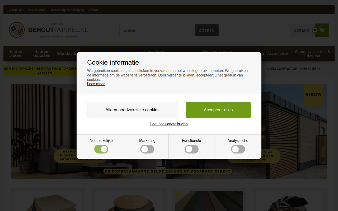 Screenshot van dehout-winkel.nl