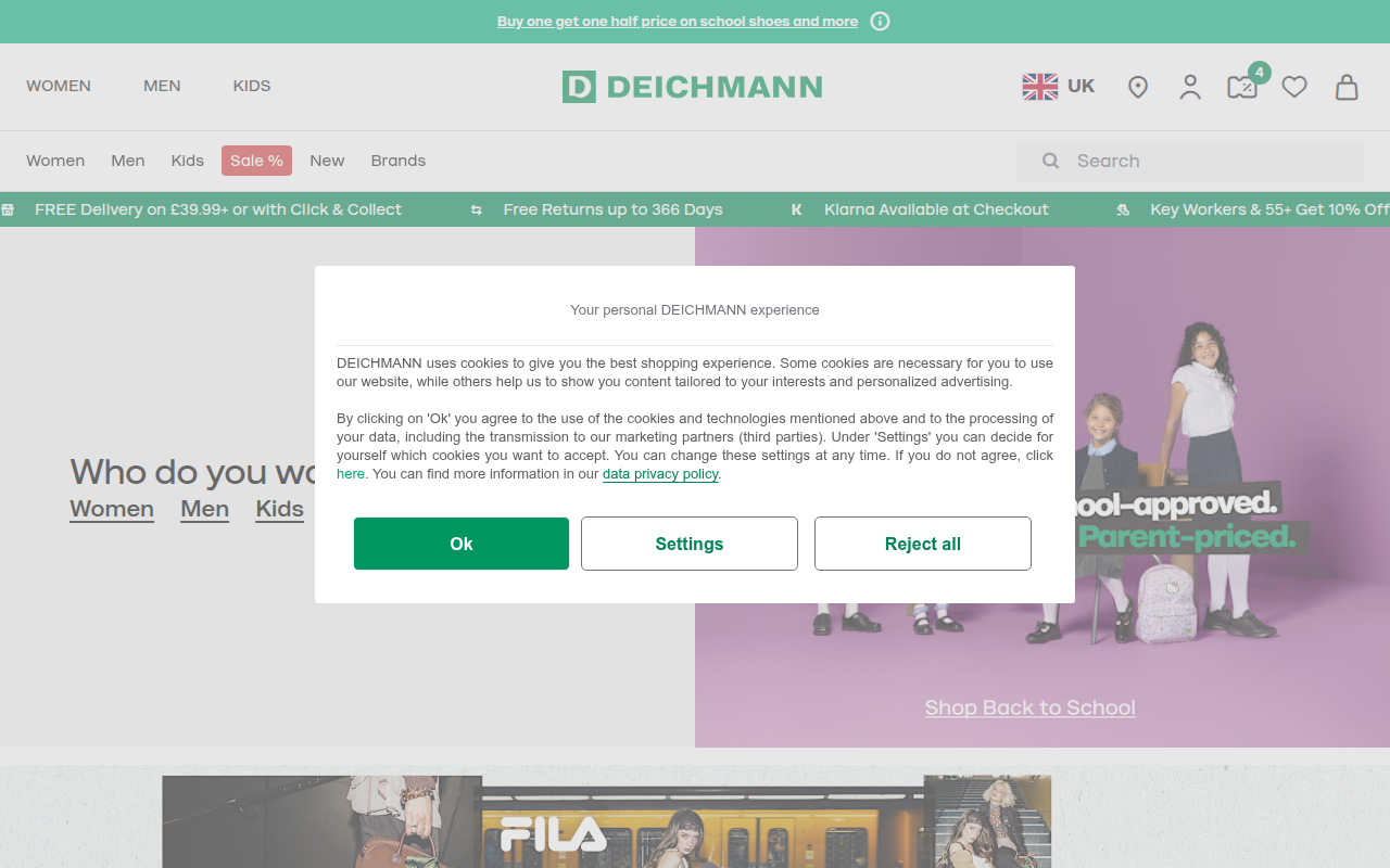 Screenshot van deichmann.com