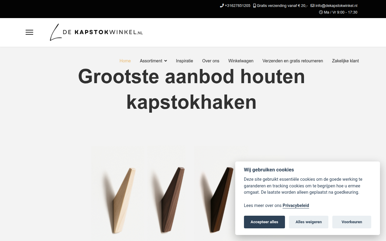 Screenshot van dekapstokwinkel.nl