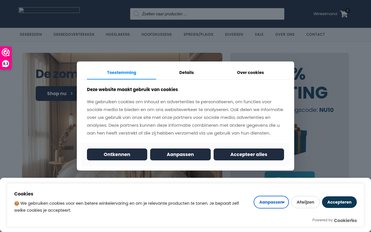 Screenshot van dekbed.com