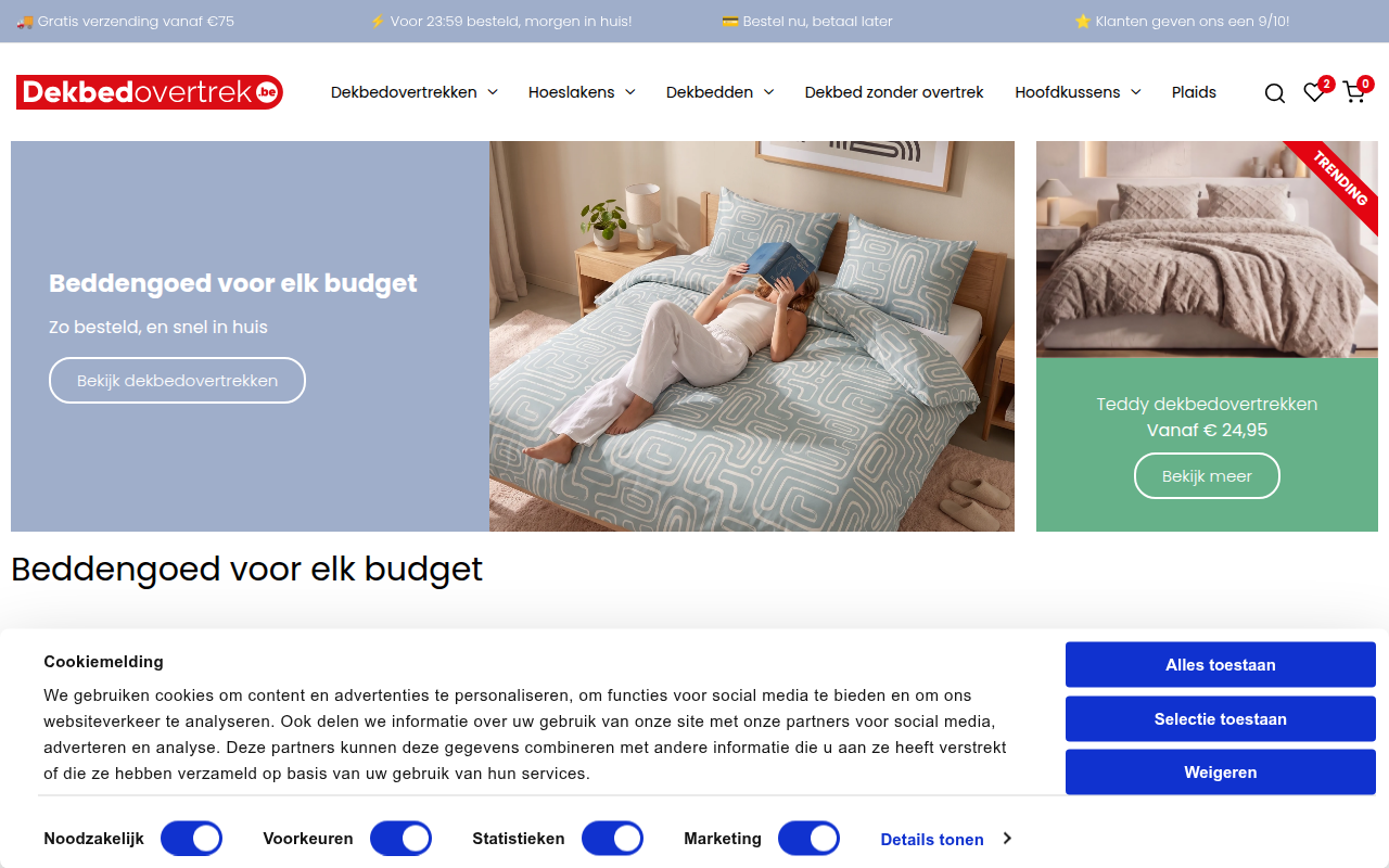 Screenshot van dekbedovertrek.be