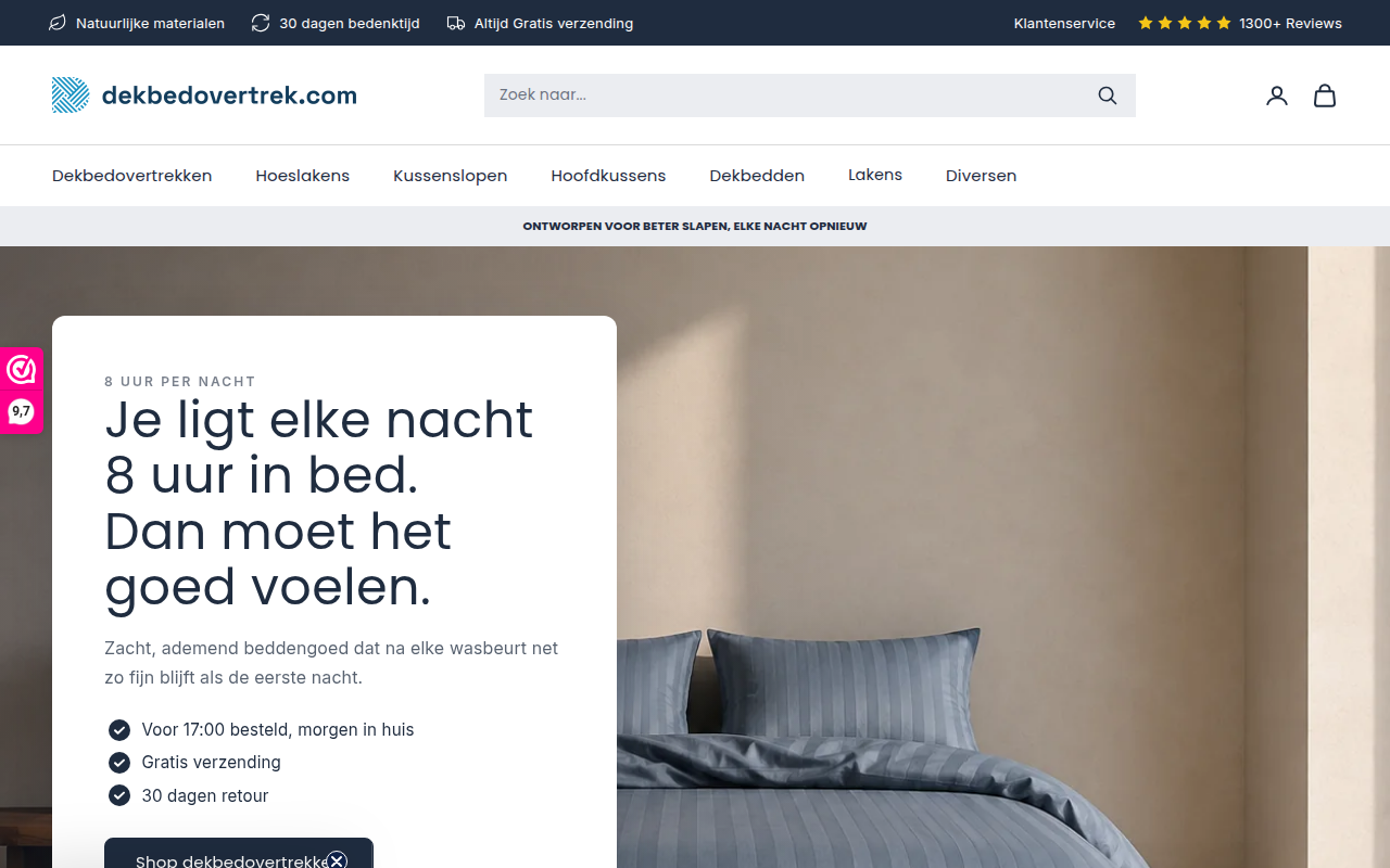 Screenshot van dekbedovertrek.com
