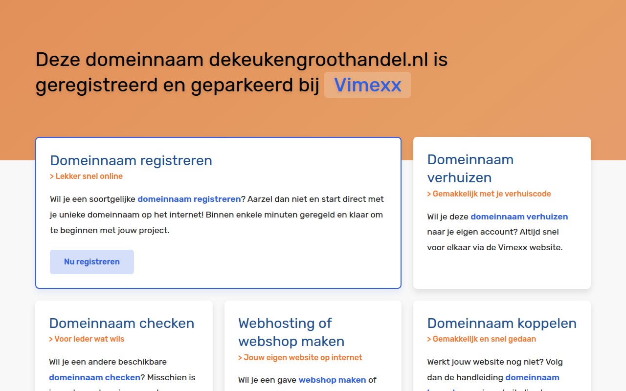 Screenshot van dekeukengroothandel.nl
