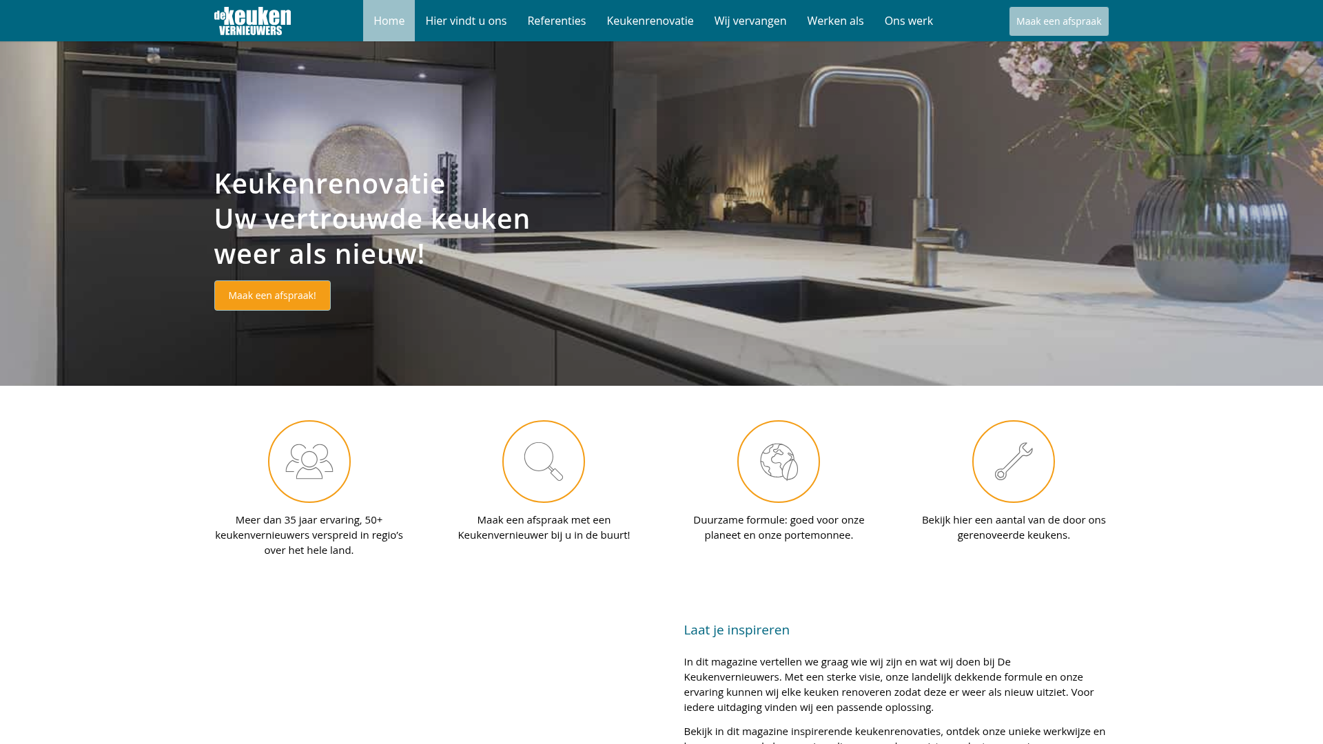 Screenshot van dekeukenvernieuwers.nl
