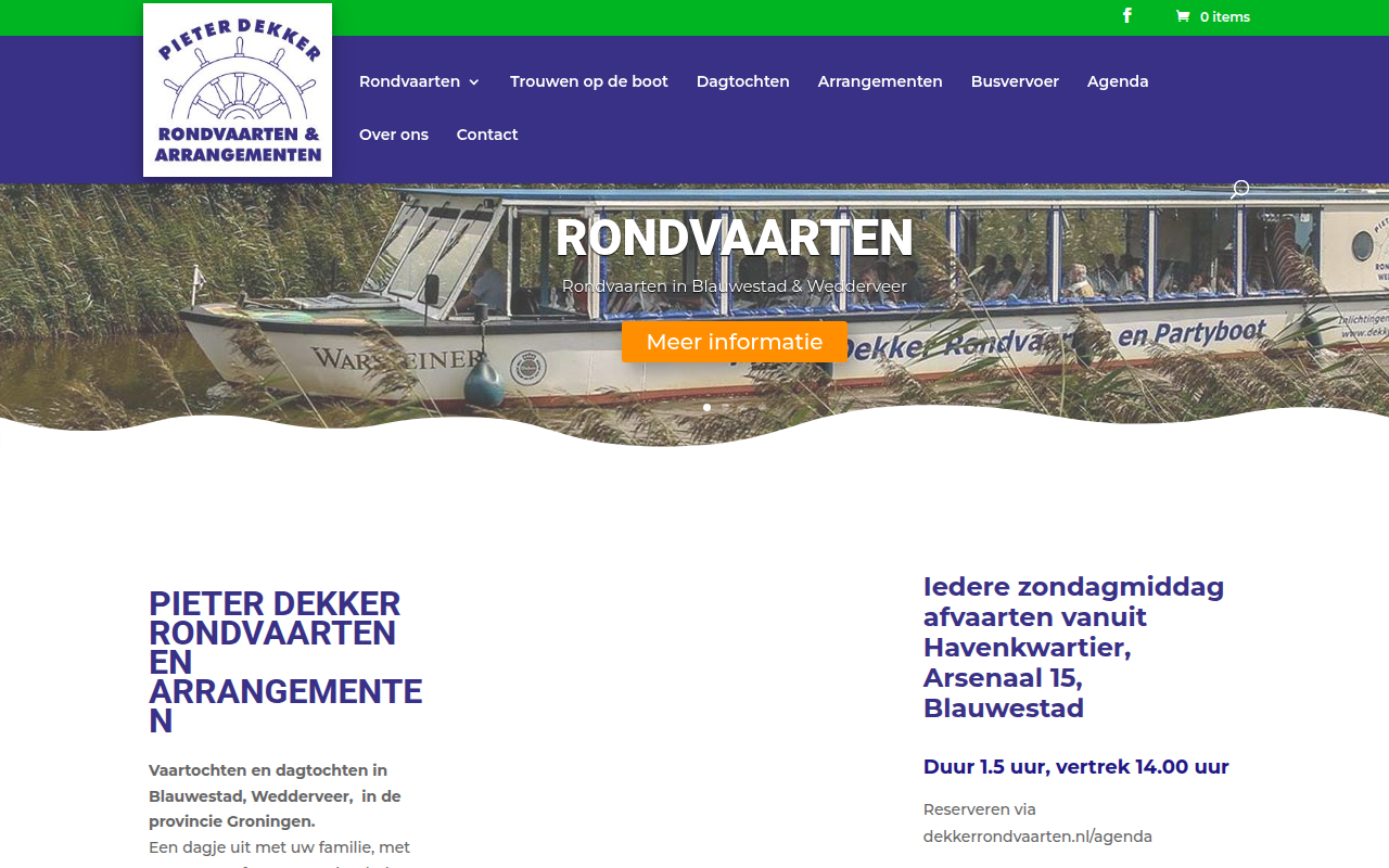 Screenshot van dekkerrondvaarten.nl
