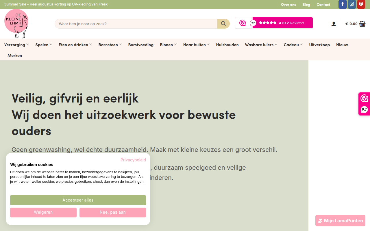 Screenshot van dekleinelama.nl