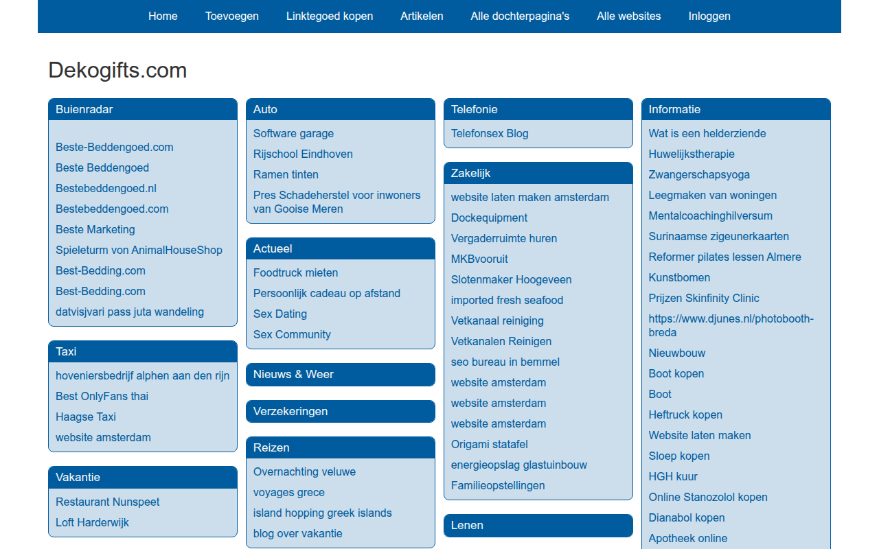 Screenshot van dekogifts.com