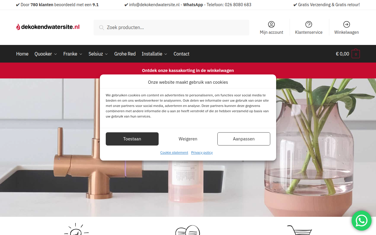 Screenshot van dekokendwatersite.nl