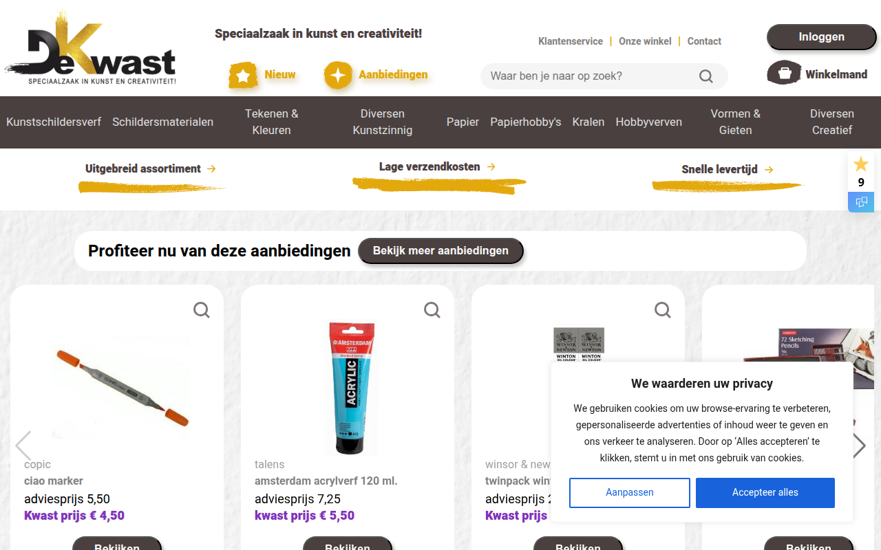Screenshot van dekwast.nl