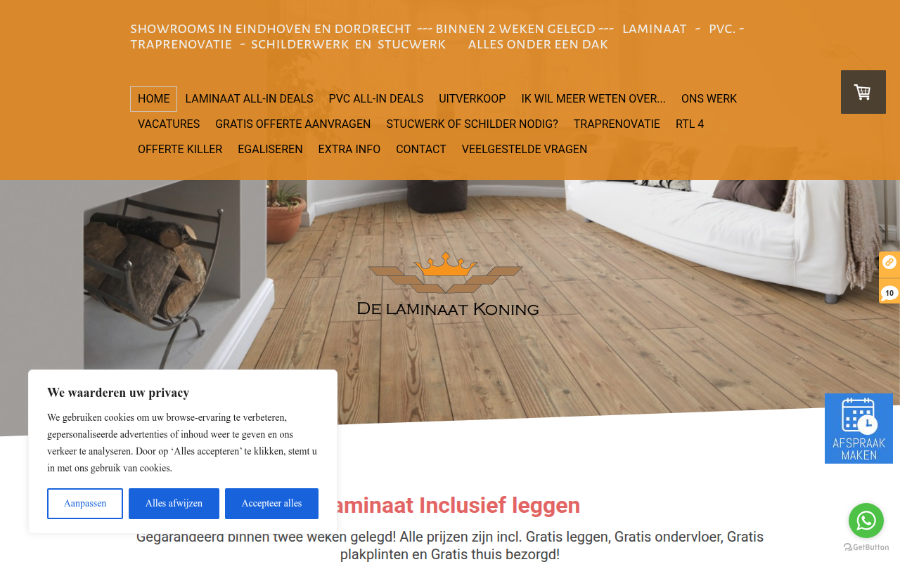 Screenshot van delaminaatkoning.nl