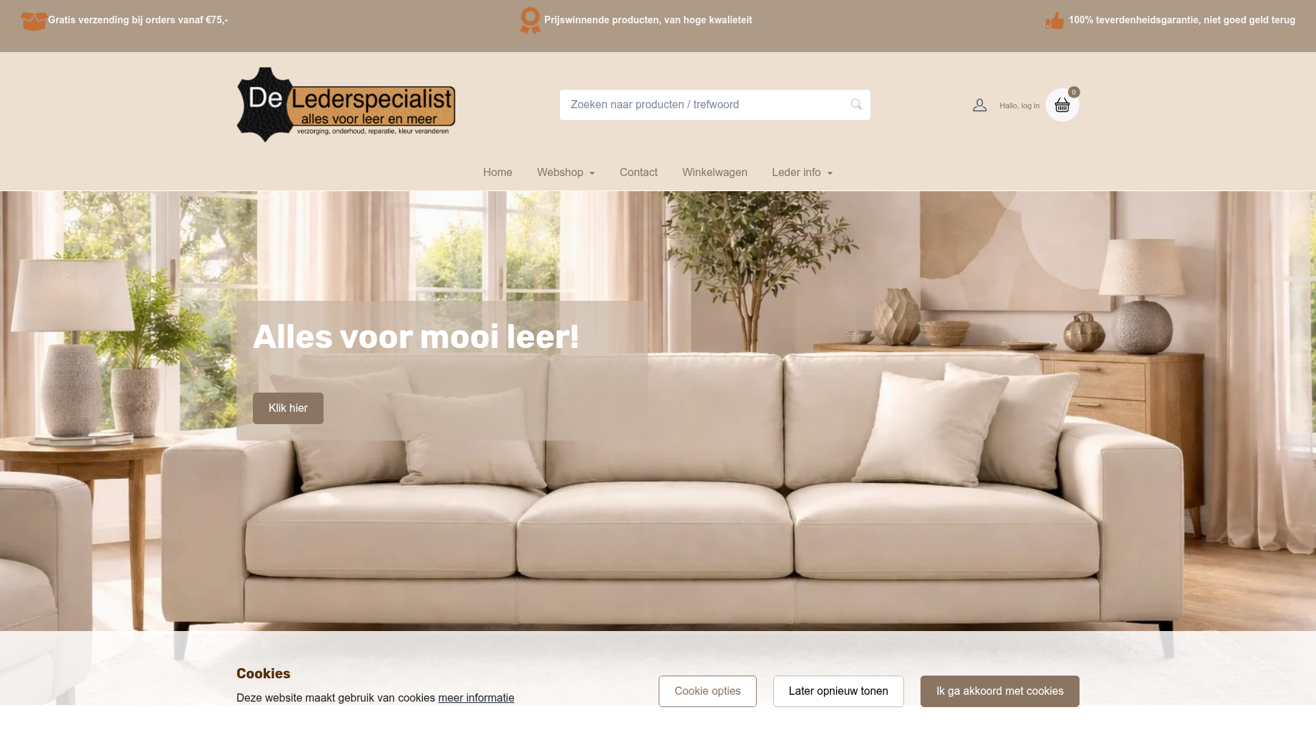Screenshot van delederspecialist.nl