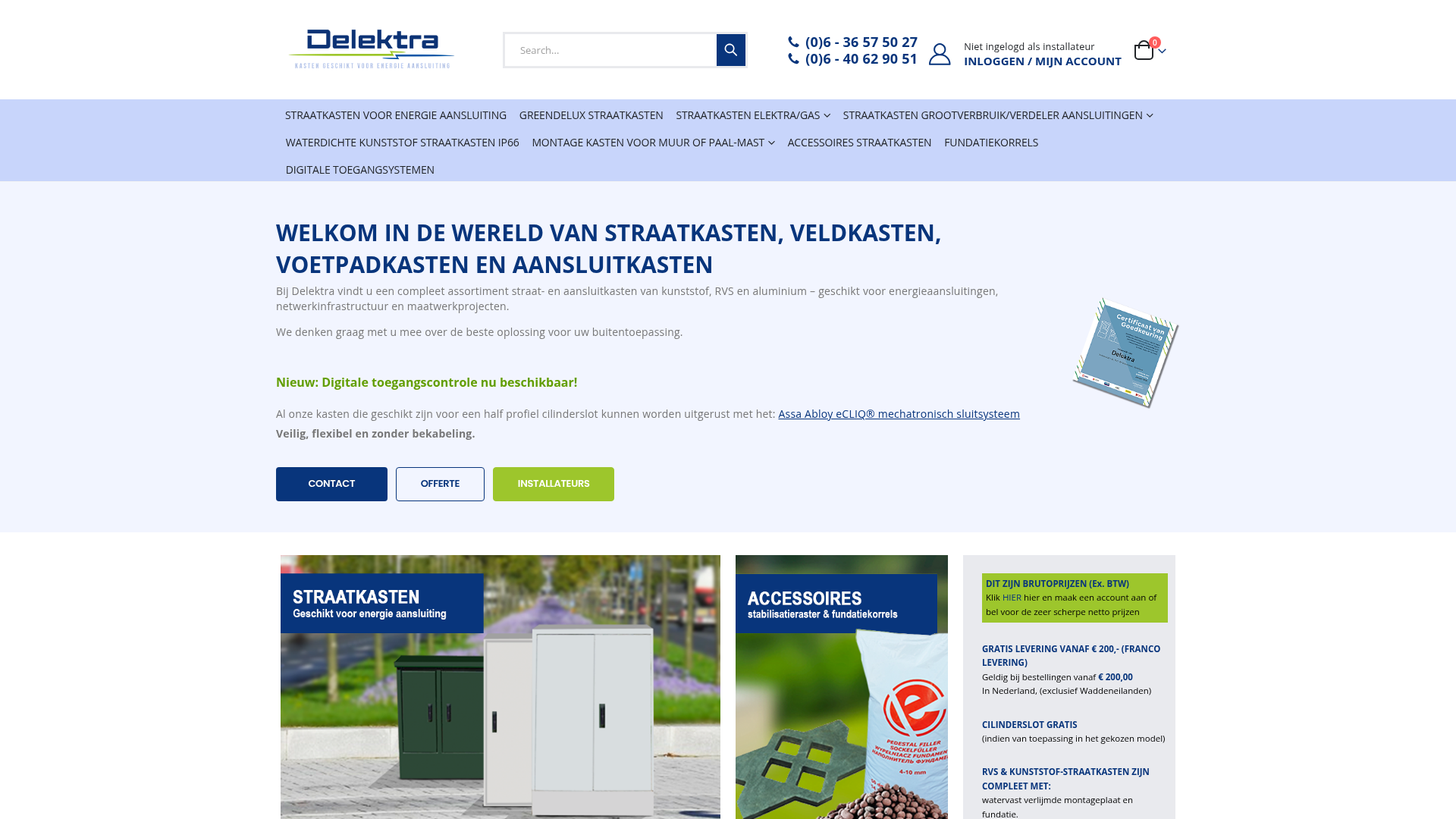 Screenshot van delektra.nl