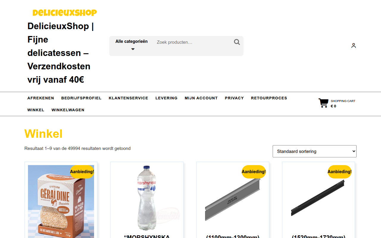Screenshot van delicieuxshop.nl