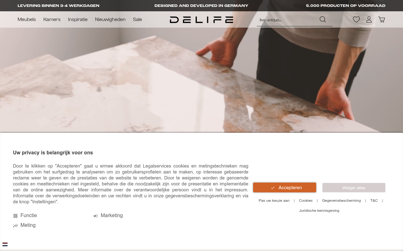 Screenshot van delife.nl