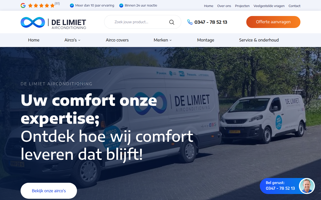 Screenshot van delimietairco.nl