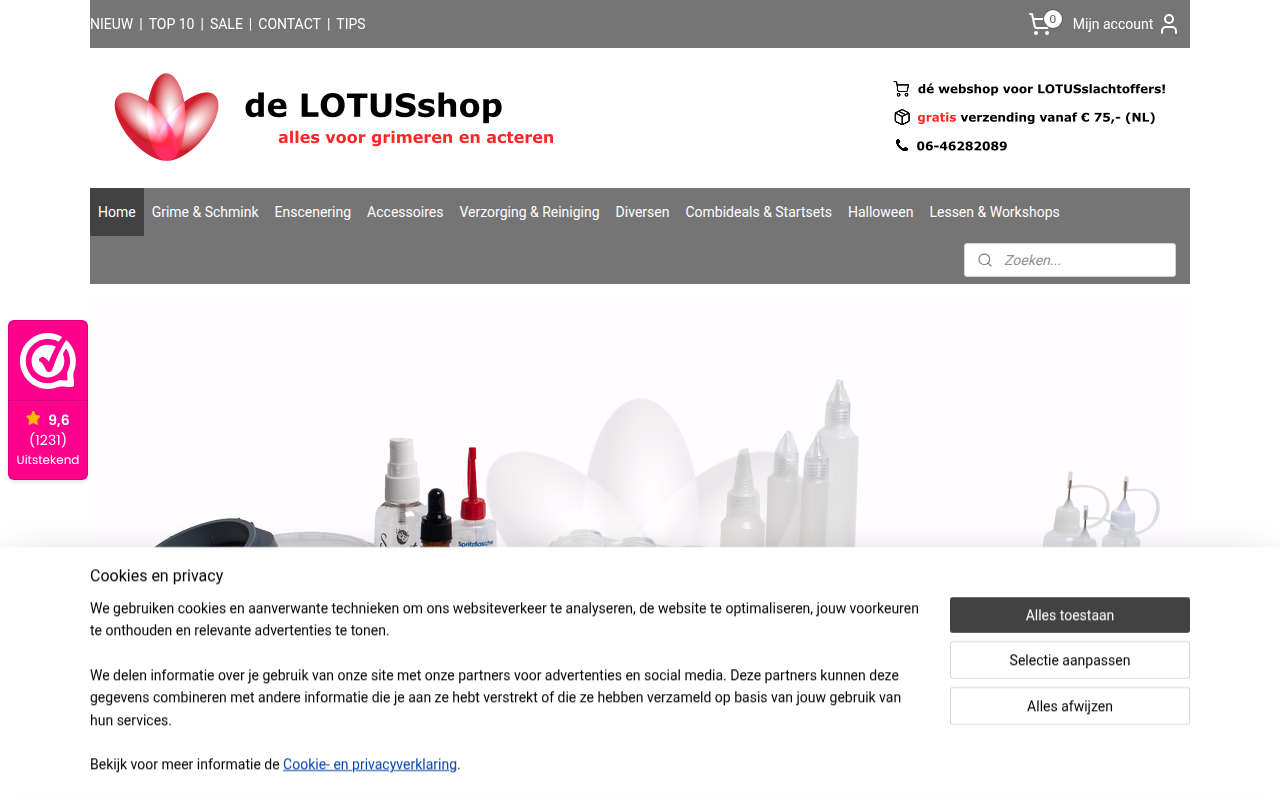 Screenshot van delotusshop.nl