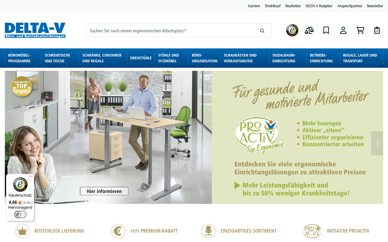 Screenshot van delta-v.de