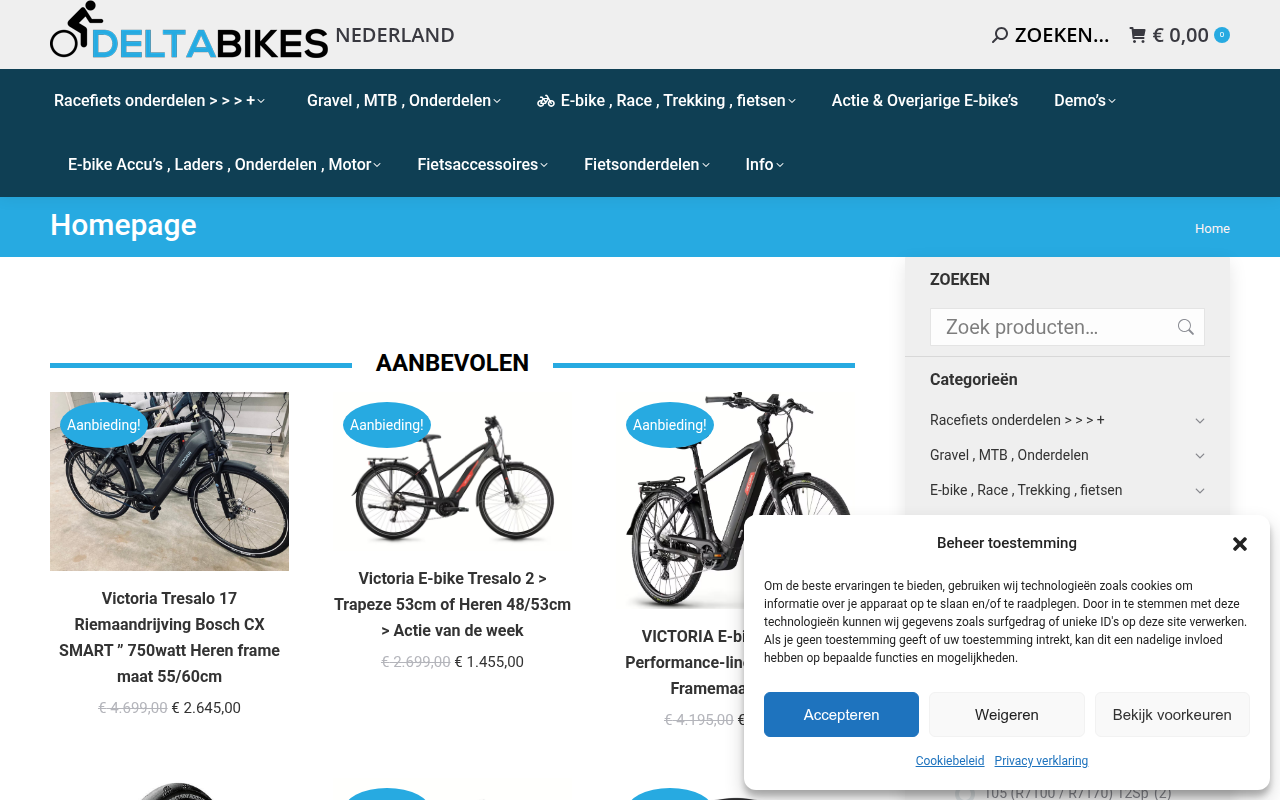 Screenshot van deltabikes.nl