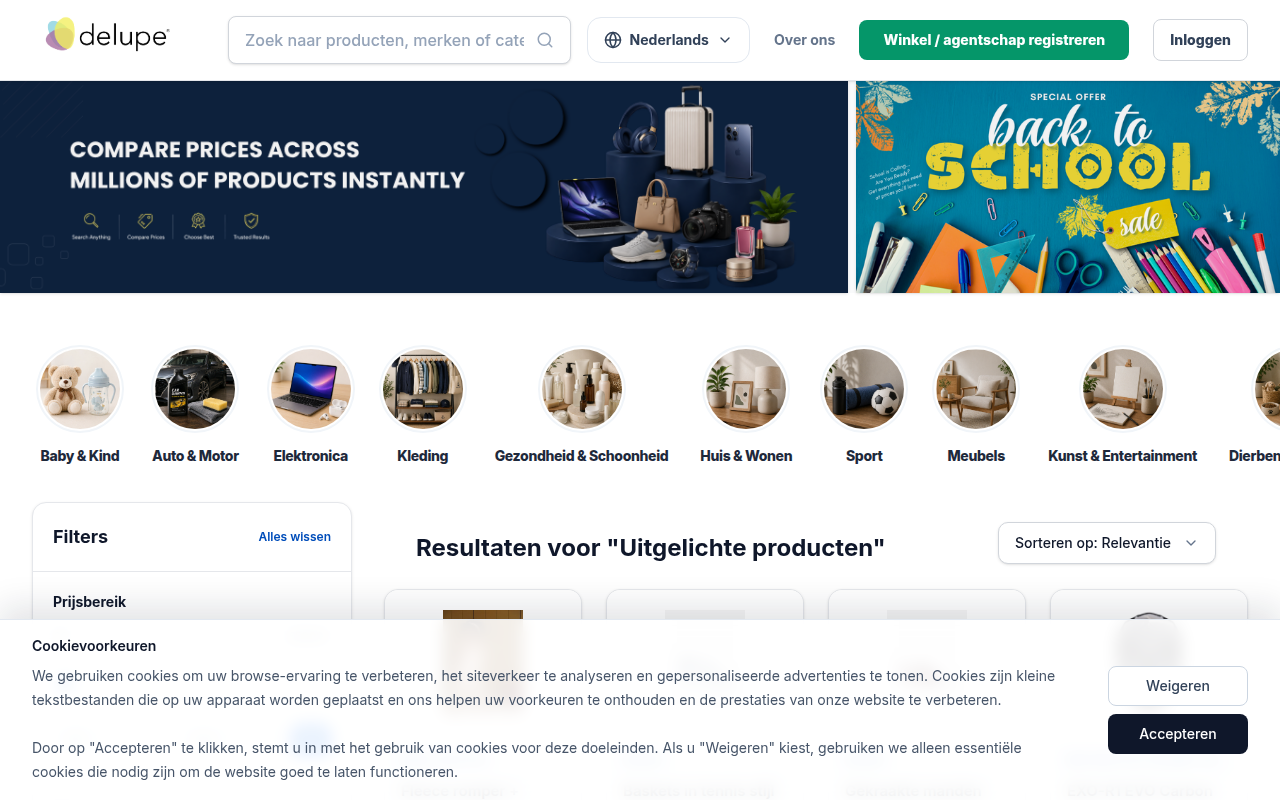 Screenshot van delupe.nl