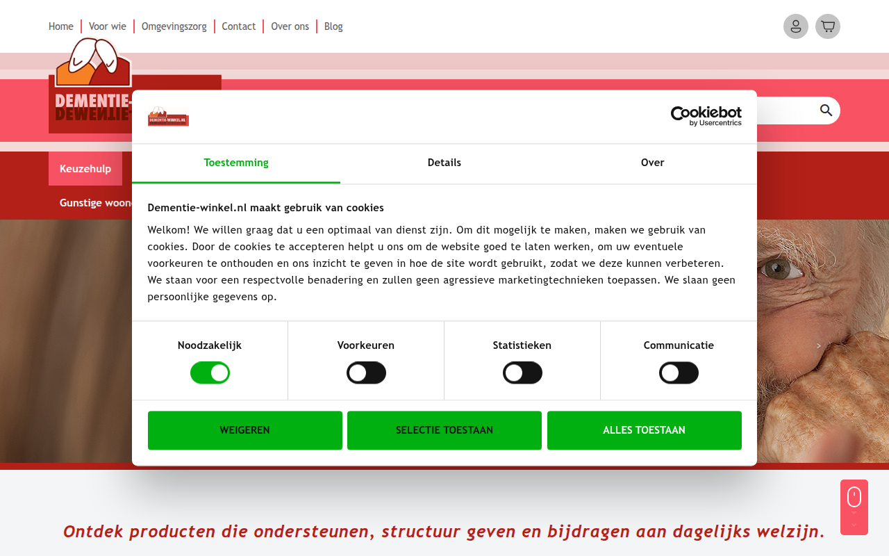 Screenshot van dementie-winkel.nl
