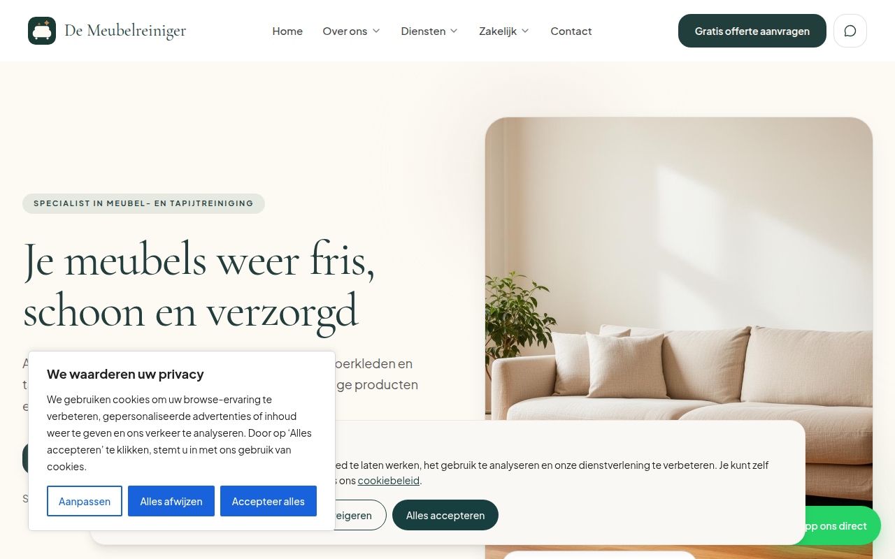 Screenshot van demeubelreiniger.nl