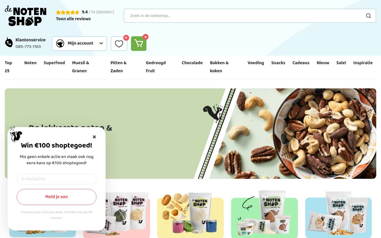 Screenshot van denotenshop.nl